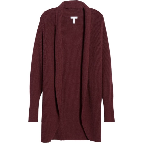 NWT Nordstrom's Leith Long Dolman Cocoon Shawl Front Cardigan in Burgundy | XXS - Picture 3 of 7